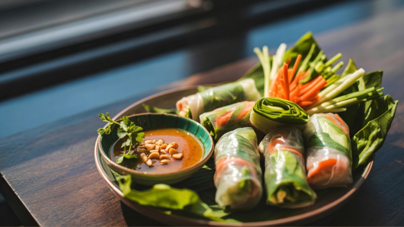 Spring rolls cu sos de unt de arahide